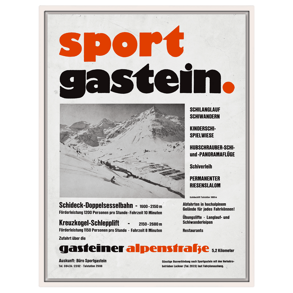 Sport Gastein – Retro 1970er Ski-Poster Leinwand